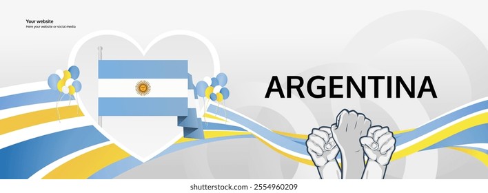 Happy Argentina Independence Day concept vector background illustration. Modern banner concept of National Independence Day in Argentina flag colors.