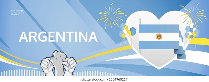 Happy Argentina Independence Day concept vector background illustration. Modern banner concept of National Independence Day in Argentina flag colors.