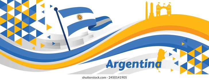 Happy Argentina Independence Day on 9Th of july Vector Illustration with Waving Flag in Flat Cartoon Celebration Hand Drawn Landing Page Templates

