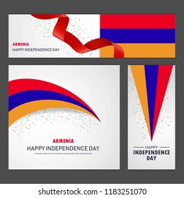 Happy Armenia independence day Banner and Background Set