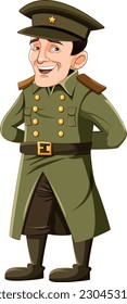 Happy army officer cartoon character illustration