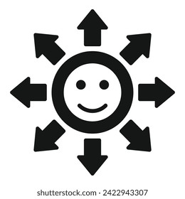 Happy arrow choice icon simple vector. Brain diagram. Collection square