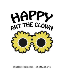 Happy art die Clown Sonnenbrille Szene Filme T-Shirt-Design. Für Kleidung, T-Shirt, Aufkleber usw.