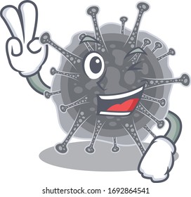 Happy articulavirales cartoon design concept with two fingers