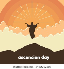 Happy ascencion day about Jesus. poster, banner, illustration and many more.