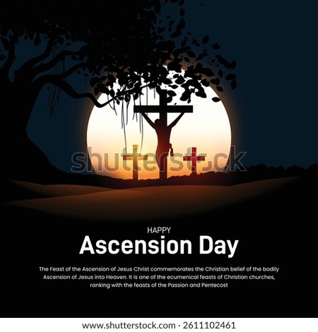 Happy Ascension Day. Ascension Day creative poster, banner, social media post, postcard, background, template, backdrop, greetings card, web banner, cover design etc.