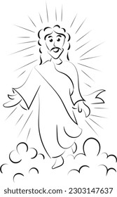 Happy Ascension Day Design with Jesus Christ In Heaven