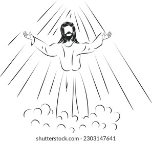 Happy Ascension Day Design with Jesus Christ In Heaven