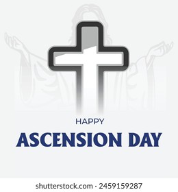 Happy Ascension Day Design with Jesus Christ in Heaven Vector Illustration. Illustration of resurrection Jesus Christ. Sacrifice of Messiah for humanity redemption.