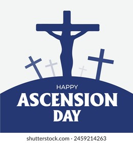 Happy Ascension Day Design with Jesus Christ in Heaven Illustration. Illustration of resurrection Jesus Christ. Sacrifice of Messiah for humanity redemption.