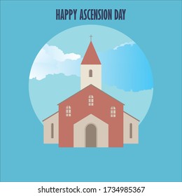Happy Ascension Day with illustration of a church, religion christianity god faith spirituality belief pray and hope theme Vector illustration