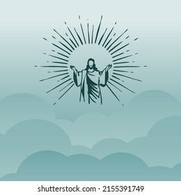 Happy Ascension Day of Jesus Christ. Illustration Ascension Day of Jesus Christ with blue colour.