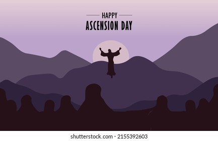 Happy Ascension Day of Jesus Christ. Illustration Ascension Day of Jesus Christ with purple colour.