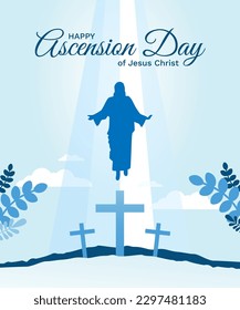 Happy Ascension Day of Jesus Christ Vector Illustration