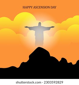 Happy Ascension Day of Jesus Christ Vector illustration.