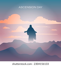 Happy Ascension Day of Jesus Christ Vector illustration.