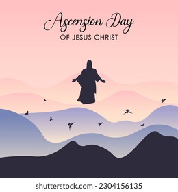 Happy Ascension Day of Jesus Christ Vector illustration.