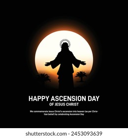 Happy Ascension Day of Jesus Christ. Ascension Day of Jesus Christ creative background, banner, poster, social media post, flyer, greetings card etc.