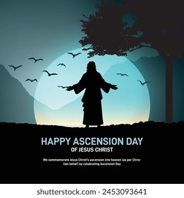 Happy Ascension Day of Jesus Christ. Ascension Day of Jesus Christ creative background, banner, poster, social media post, flyer, greetings card etc.