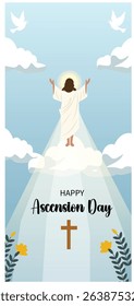 Happy Ascension Day of Jesus Christ Vector Illustrations