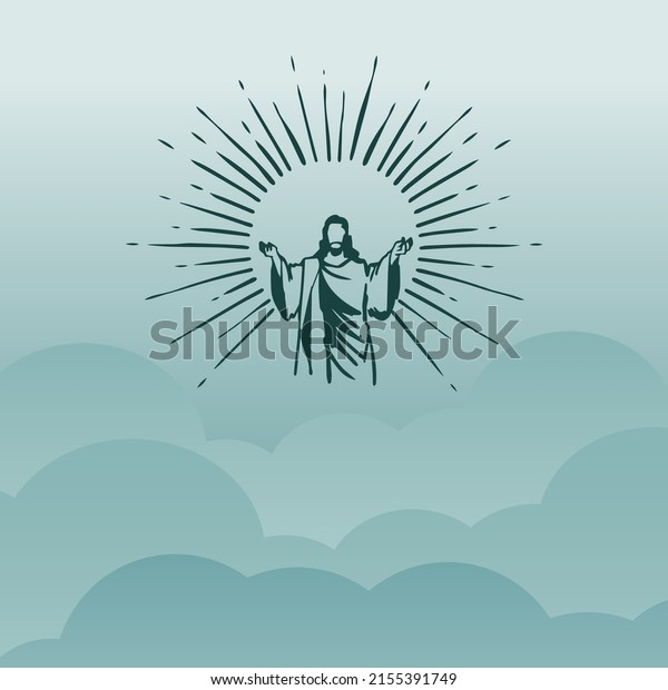 Happy Ascension Day of Jesus
Christ. Illustration Ascension Day of Jesus Christ with blue
colour.