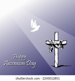 happy ascension day lettering vector background. suitable for card, banner or poster