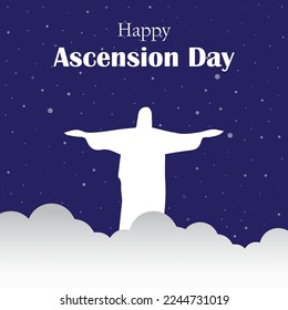 Happy ascension day typography vector background.suitable for card, banner, or poster