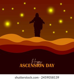 Happy Ascension Day vector. Happy Ascension Day Design with Jesus Christ in Heaven Vector Illustration. Illustration of resurrection Jesus Christ. Sacrifice of Messiah for humanity redemption.