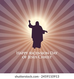 Happy Ascension Day vector. Happy Ascension Day Design with Jesus Christ in Heaven Vector Illustration. Illustration of resurrection Jesus Christ. Sacrifice of Messiah for humanity redemption.