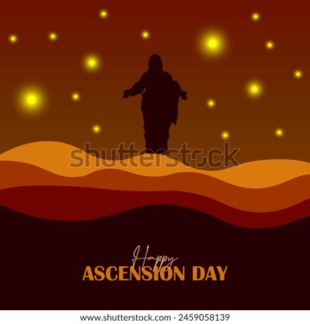 Happy Ascension Day vector. Happy Ascension Day Design with Jesus Christ in Heaven Vector Illustration. Illustration of resurrection Jesus Christ. Sacrifice of Messiah for humanity redemption.