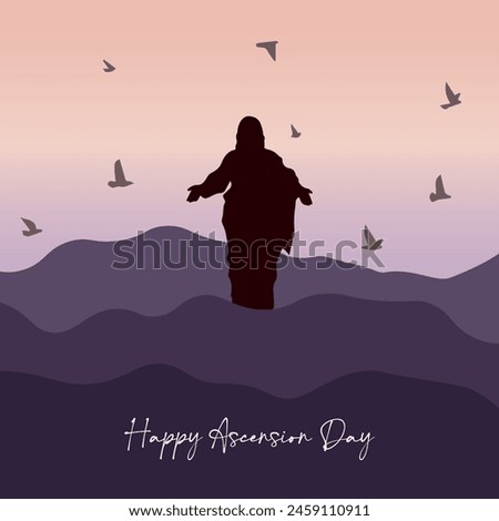 Happy Ascension Day vector. Happy Ascension Day Design with Jesus Christ in Heaven Vector Illustration. Illustration of resurrection Jesus Christ. Sacrifice of Messiah for humanity redemption.