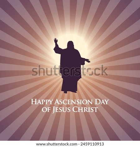 Happy Ascension Day vector. Happy Ascension Day Design with Jesus Christ in Heaven Vector Illustration. Illustration of resurrection Jesus Christ. Sacrifice of Messiah for humanity redemption.