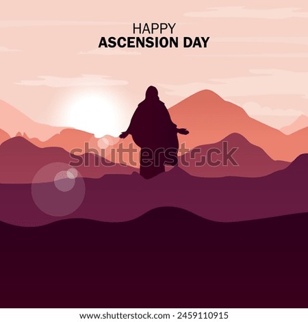 Happy Ascension Day vector. Happy Ascension Day Design with Jesus Christ in Heaven Vector Illustration. Illustration of resurrection Jesus Christ. Sacrifice of Messiah for humanity redemption.
