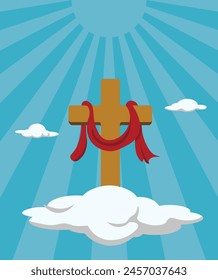 día de la ascensión feliz ícono del Vector, día de la cruz de la ascensión de jesucristo