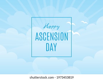 Happy Ascension Day vector. Religious heavenly background. Sunny blue sky background vector. Jesus Christ's ascension into heaven vector. Christian holiday. Important day