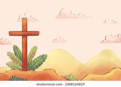 Happy Ash Wednesday background. Ash Wednesday celebration. Christian holy day of prayer and fasting. Cartoon Vector illustration design for Poster, Banner, Post, Flyer, Card, Cover. February 14.