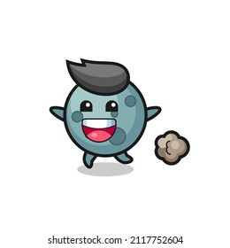 the happy asteroid cartoon with running pose , cute style design for t shirt, sticker, logo element