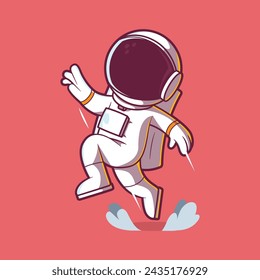 Happy Astronaut character jumping vector illustration. Happiness, exploration design concept.