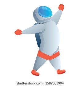 Happy astronaut icon. Cartoon of happy astronaut vector icon for web design isolated on white background
