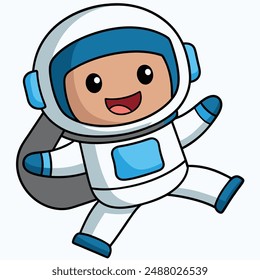 Happy Astronaut Jumping Cartoon Vector Icon