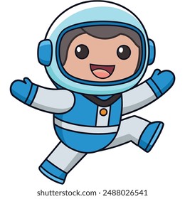 Happy Astronaut Jumping Cartoon Vector Icon