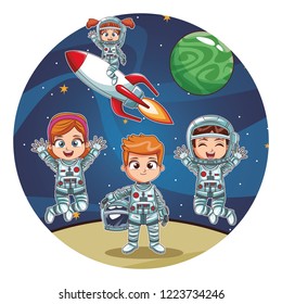 Happy astronaut kids