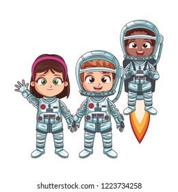 Happy astronaut kids