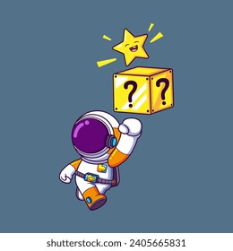 happy Astronaut playing classic game. Science Technology Icon Concept of illustration