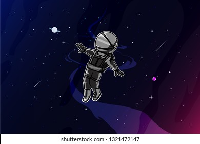 happy astronaut in space