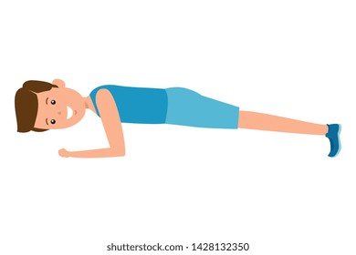 happy athletic boy doing push ups
