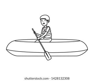 happy athletic boy in kayak character