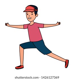 happy athletic boy practicing exercice