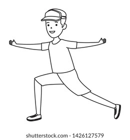 happy athletic boy practicing exercice