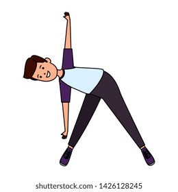 happy athletic boy practicing exercice